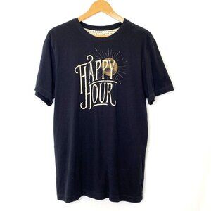 Life is Good Happy Hour T Shirt Mens size Medium Short Sleeved Black